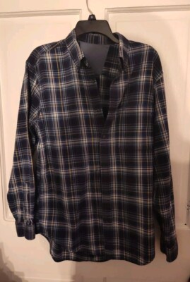 Arrow Men's Blue Plaid Button Up Flannel Shirt Sz M