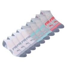 Puma Women's No Show Low Cut Warm Socks, 10 Pair WHITE Fits Womens shoe size 5-9