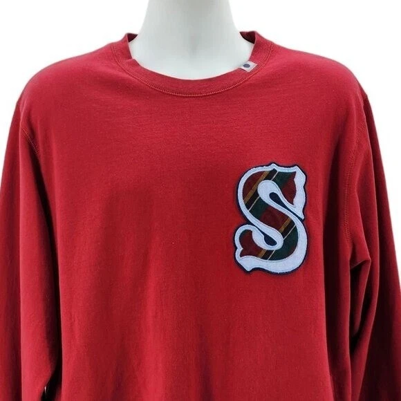 RARO Sabit NYC Masculino 3X Moletom Carta Patch Logotipo Cotovelo Patch Vermelho Gola Redonda - Imagem 2 de 4