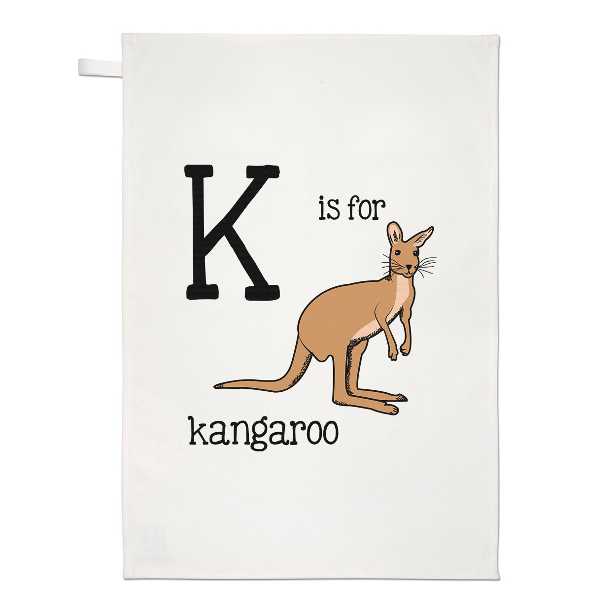Letter K Is For Kangaroo Tea Towel Dish Cloth - Animal Australia Alphabet