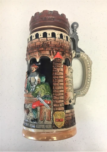 Vintage Original Thewalt West Germany Beer Stein Mug Castle Lid