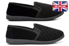 Mens Extra Large Slippers Twin Gusset Slip On Slippers Black Size 12/13/14/15/16