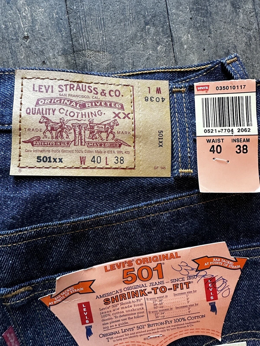 Vintage Levi's Dead Stock 501xx USA w/ Tags Indigo Dark 40x38 | eBay