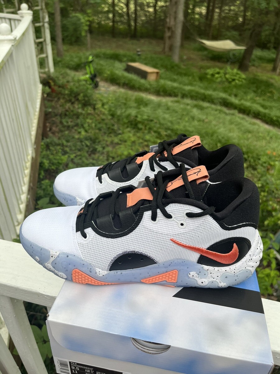 Nike PG 6 Fluoro Sz 9.5 White Black Blue Crimson Bliss Paul George