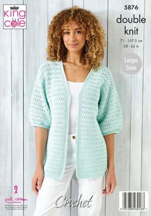 Top and Cardigan in King Cole Finesse Cotton Silk DK (5876) - Image 2
