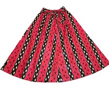 African Maxi Skirt Womens Free Size One Size Red Black Wax Print Tie Waist