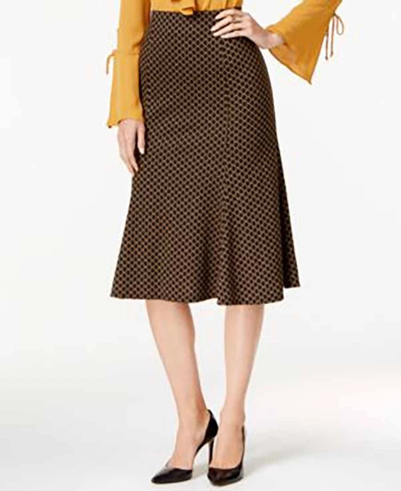 Ny Collection Patterned Ponte A-line Skirt, Tan Hivewall. Size: X-Small - Image 2 of 2