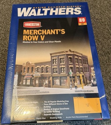 Walthers Cornerstone HO Scale Merchant's Row V Commercial Building Kit Plastic