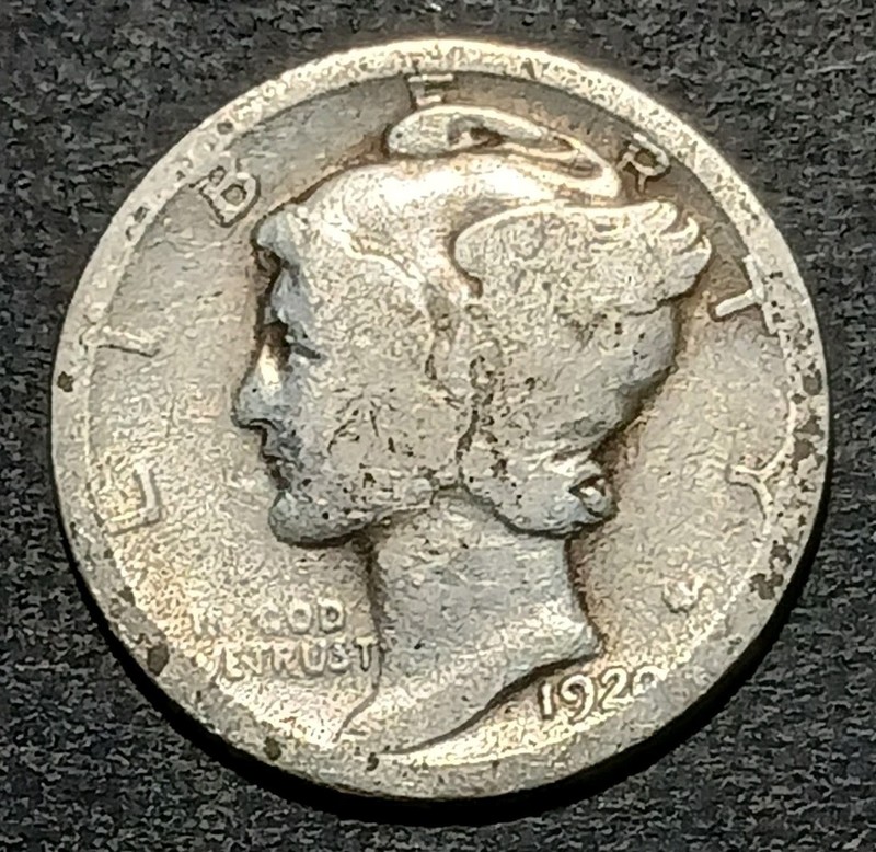 1920 P Mercury Dime Antique U.S.A. Coin 90% Silver Avg Circ Philadelphia Minted 
