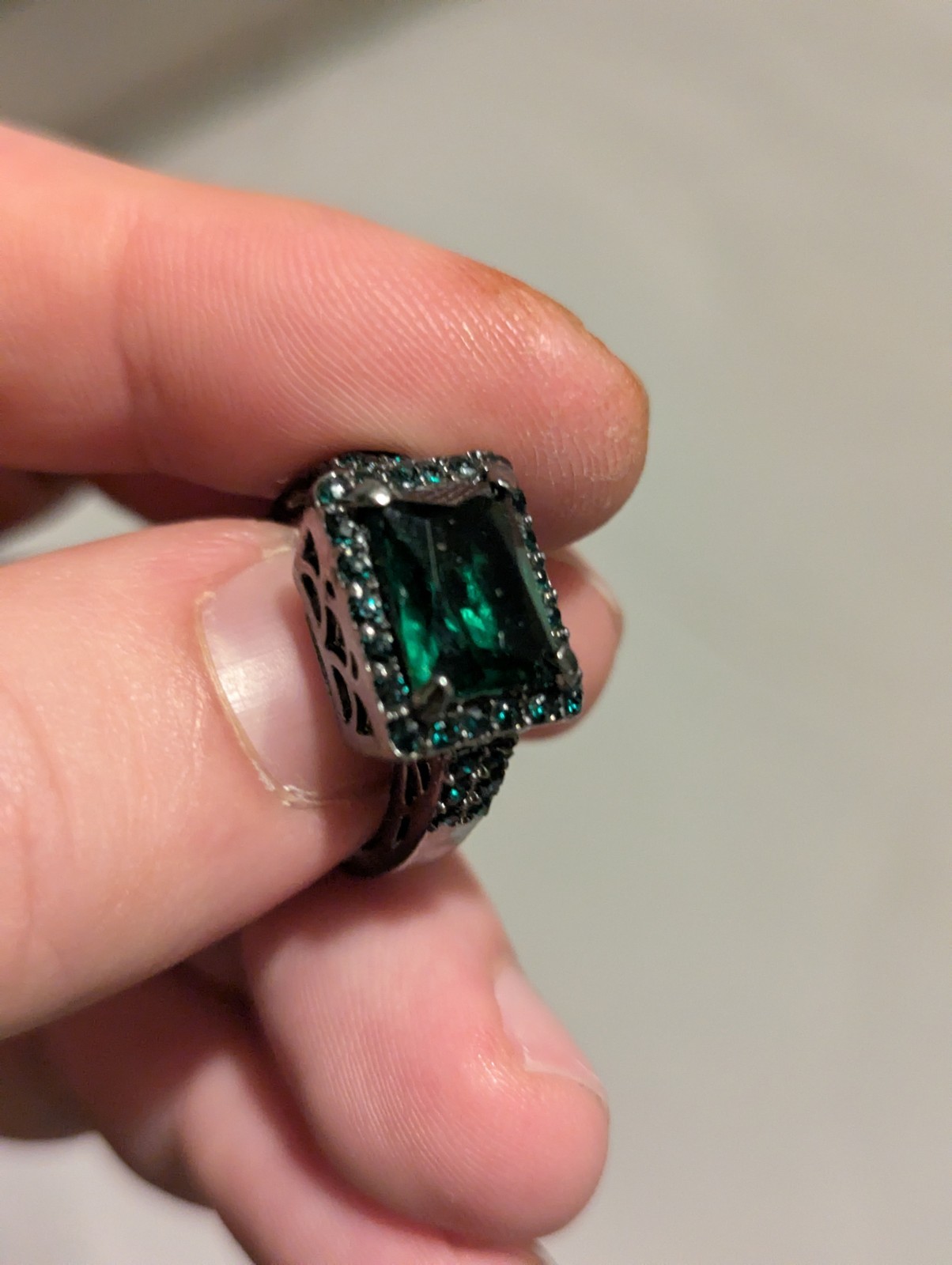 Green Rectangle Cut Ring - image 5