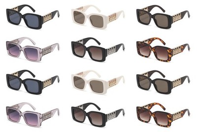 Square Sunglasses Women's 12 Pack Bulk UV400 Bold Temple Designer Look Value Lot