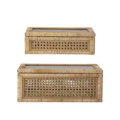 Bloomingville Lally Schachteln 2er Set Rattan Natur Dekobox Aufbewahrungsbox - Bild 1 von 4