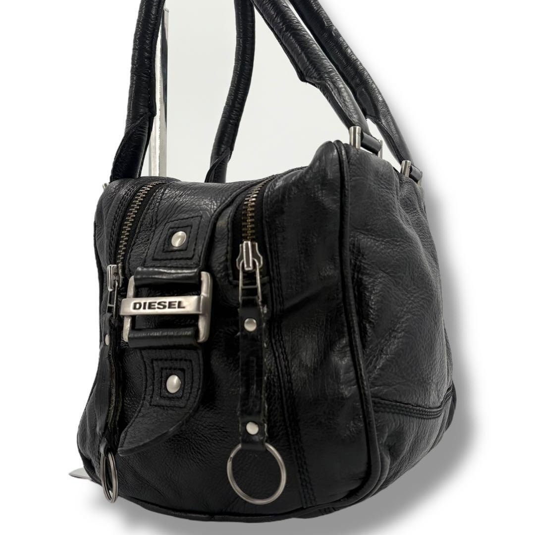 Diesel Leather Bag Metal Logo Y2K Archive Authentic Black Shoulder Bag Icon#1632