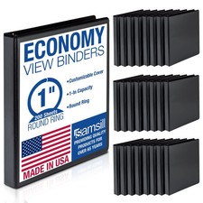 Samsill 1 Inch 3 Ring Binders, Made in USA, Economy Round Ring, Clear View