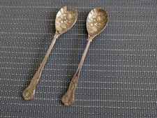 Vintage SHEFFIELD Embossed Silver Plate SALAD SERVERS Fork and Spoon GOLD WASH