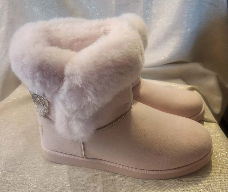 Botines Juicy Couture Rosa Krazey Kute Brillo Lazo Imitación Piel Forrados Talla 10 Foto 3 de 4