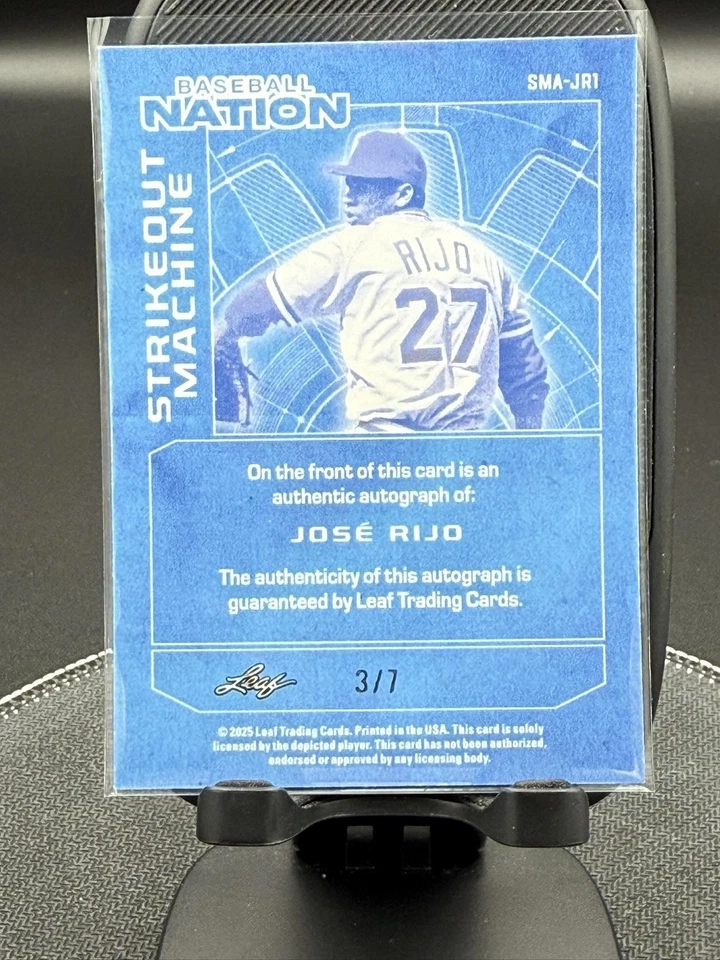 2025 Leaf BaseballJosé Rijo Strikeout Machines Auto Prismatic фиолетовый No/7 - Изображение 2 из 2