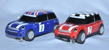Lot of 2 Carrera Go Mini Cooper No. 1 Blue  No. 2 Red 1:50 Slot Car