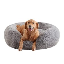 Calming Dog Beds for Large Dogs, Faux Fur Donut Cuddler Dog Bed, Round Fluffy...
