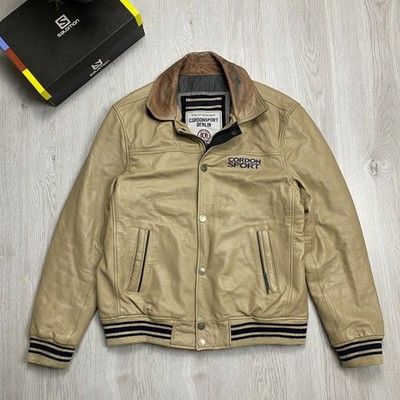 Cordon Sport Berlin HAVARD Vintage Leather Bomber Jacket Size L Genuine Leather