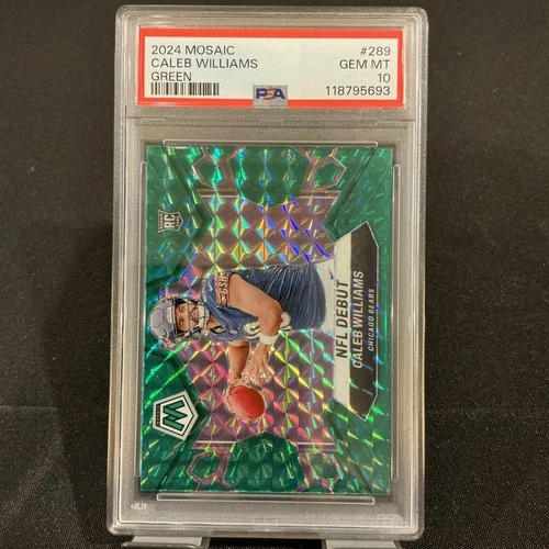 Caleb Williams 2024 Mosaic NFL Debut #289 Green Prizm PSA 10 Chicago Bears