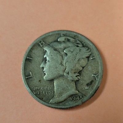 1945-S Mercury (Winged Liberty) Dime 10C Silver Circulated Small s error rare