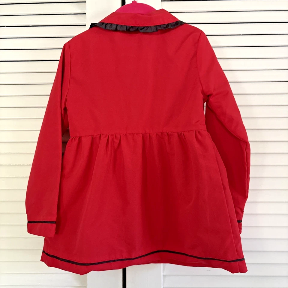 Casaco Flapdoodles Vintage Meninas Tamanho 5 Botão Vermelho Botões Diamante Acabamento Preto - Imagem 3 de 4