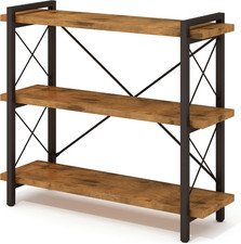 3-Tier Industrial Bookshelf, 35" W X 12" D X 35" H