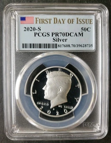 2020 S Proof 50c Kennedy Silver Half Dollar PCGS PR70 DCAM