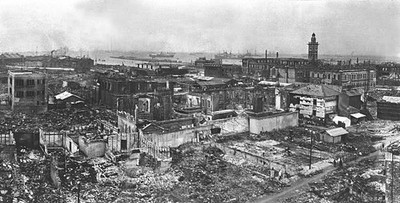 Destroyed Kaigan street surrounding area after Great Kanto Eart- Japan Old Photo
