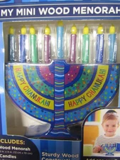 Rite Lite My Mini Wood Menorah With Removable Wood Candles Ages 3+ NIB