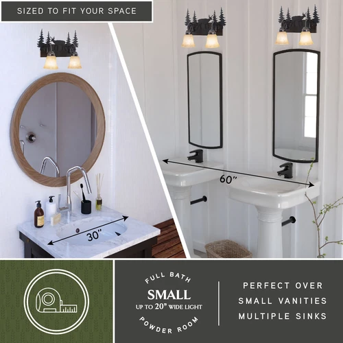 Vaxcel USA VL55402BBZ Bryce 2 Light Rustic Bathroom Vanity Lighting Fixture in - Picture 4 of 11