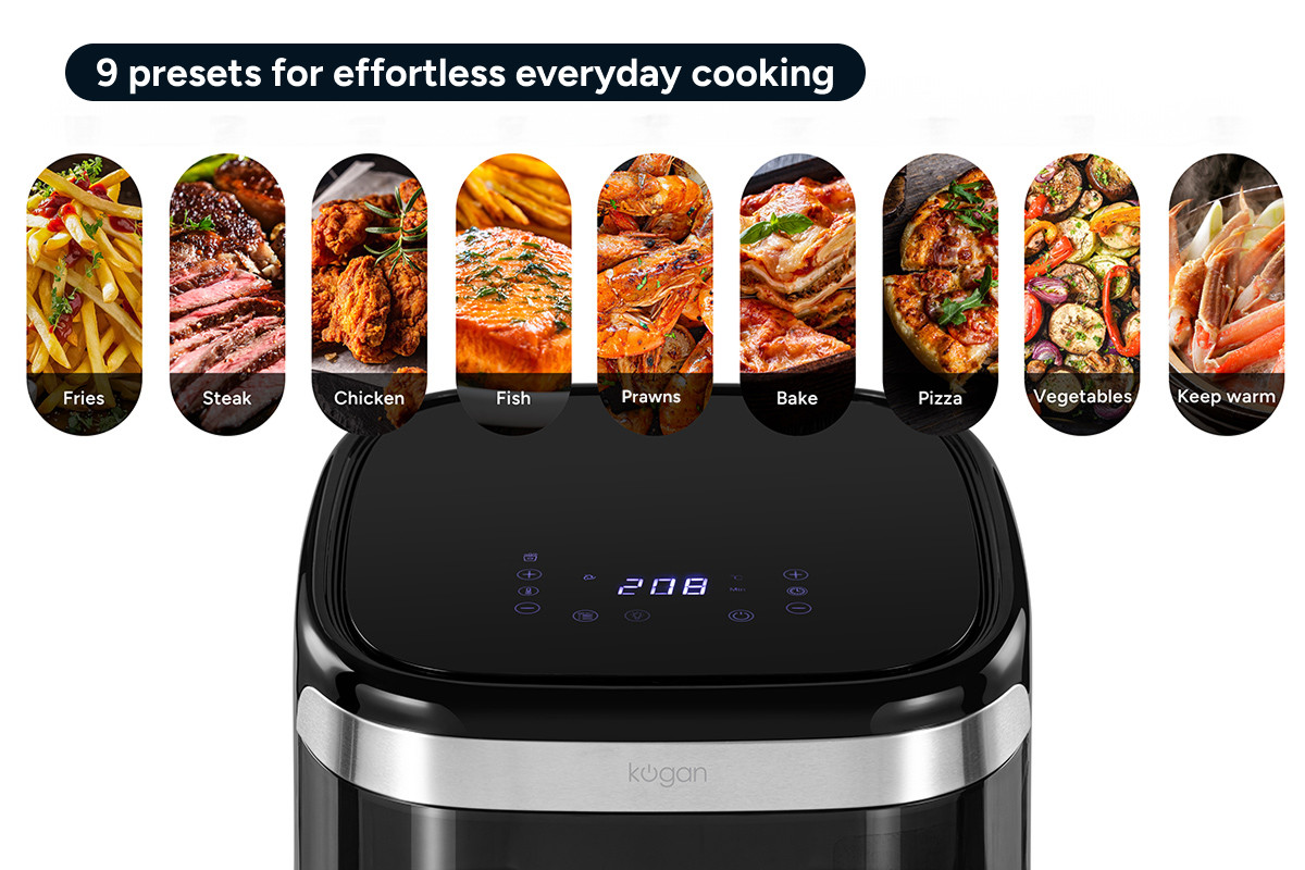 Kogan 10L XXL Digital Air Fryer, Black/Grey — image 3