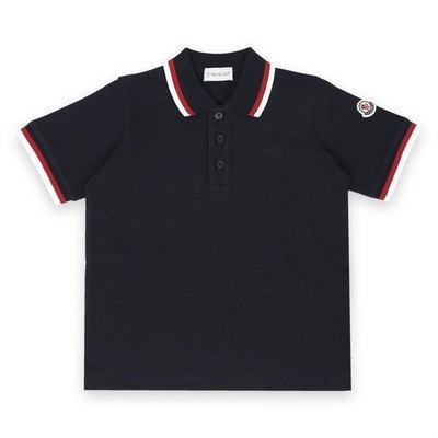 Moncler Kinder Poloshirt farblich kontrastierend mit Abzeichen Patch (marine) 8A00002 128666043 [U]