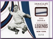 2019 IMMACULATE COLLECTION LEGENDS MATERIALS RED YOGI BERRA #D 11/15 YANKEES