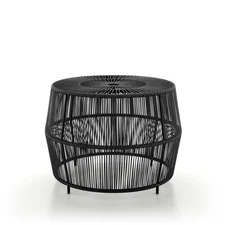 Muse & Lounge Co. Ysar Boho Rattan Round Coffee Table Outdoor with Metal Fram...