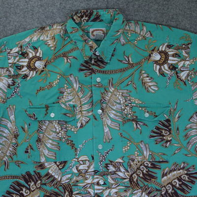 VTG Banana Republic Shirt Mens L MILL VALLEY Floral Safari Hawaiian Button Up