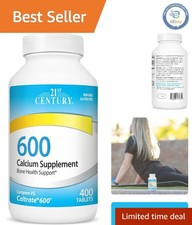 Pure 600 mg Calcium Supplement Tablets - 400 Count, No Sugar or Preservatives