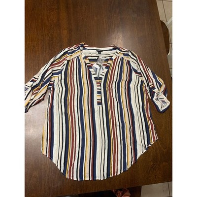Torrid Harper Rayon 3/4 Sleeve Pullover Top Women 0 / Large Striped Retro Blouse