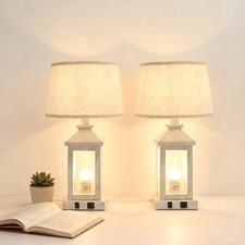 White Table Lamps 21'' Set of 2 Touch 3-Way Dimmable Living Room Bedroom Bedside