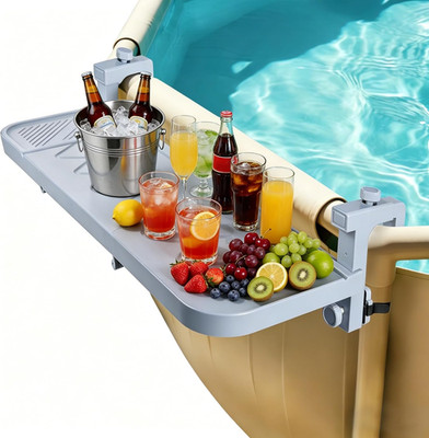 Pool Bar for above Ground Pool, 38.4 X 12 Inch Adjustable Poolside Table Foldabl