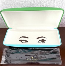 KATE SPADE LOGO Green Turquoise Hard She ll Sunglass Eyeglass Case Eyes Inside