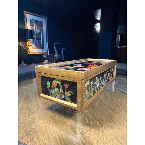 Vintage Kolibri Box handbemalt Holz & Glas - Bild 7 von 18