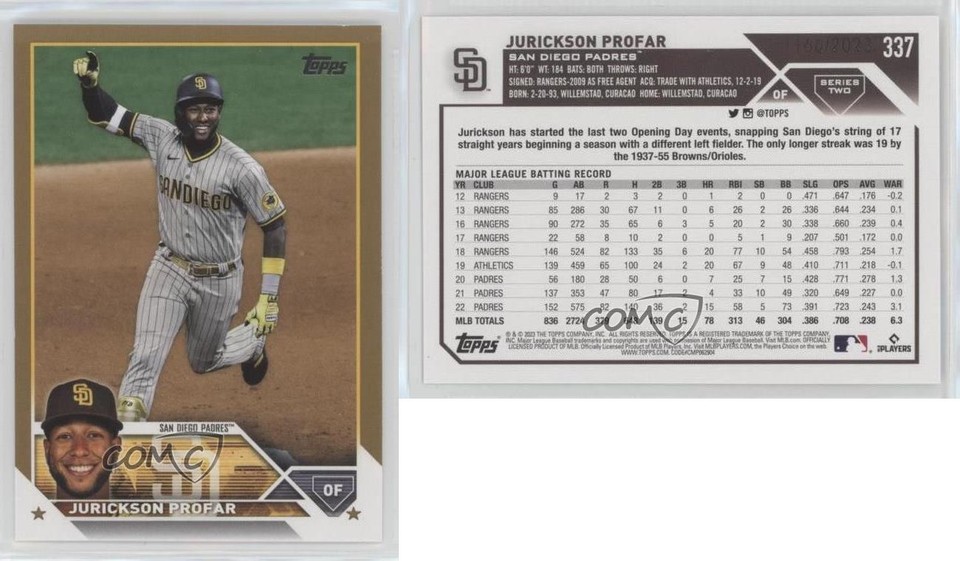 2023 Topps Series 2 Gold /2023 Jurickson Profar #337 zu8 | eBay