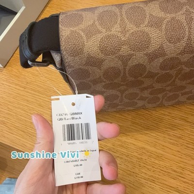 COACH　バック NWT Coach Jack Small Flap Crossbody Bag Signature Canvas CDZ95 Tan