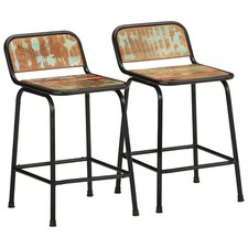 WALPLUS Bar Stools 2pcs 46x35.5x70cm Reclaimed Wood Kitchen Chairs