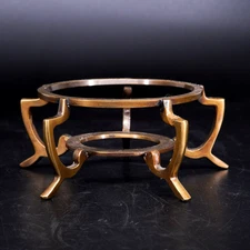 Vintage 6" Wide Ornate Solid Brass Vase / Bowl / Crystal Ball Stand 2.25" high