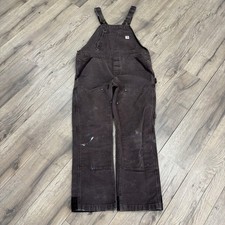 Early 2000 Mocha Brown Painted Carhartt Double Knee Overalls