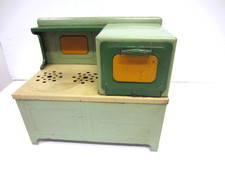VINTAGE CHILDREN'S TOY KITCHEN STOVE/OVEN, GREEN, 1950'S, WORKS