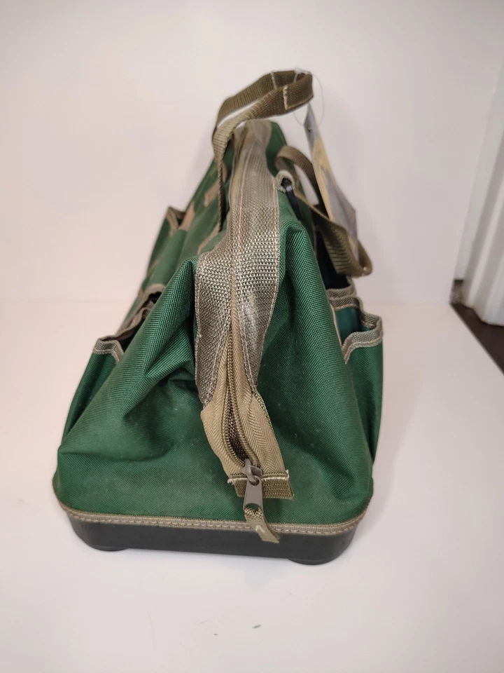 Bolsa de herramientas boca abierta Stanley 16 pulgadas fondo duro verde NUEVO con etiquetas Foto 3 de 4